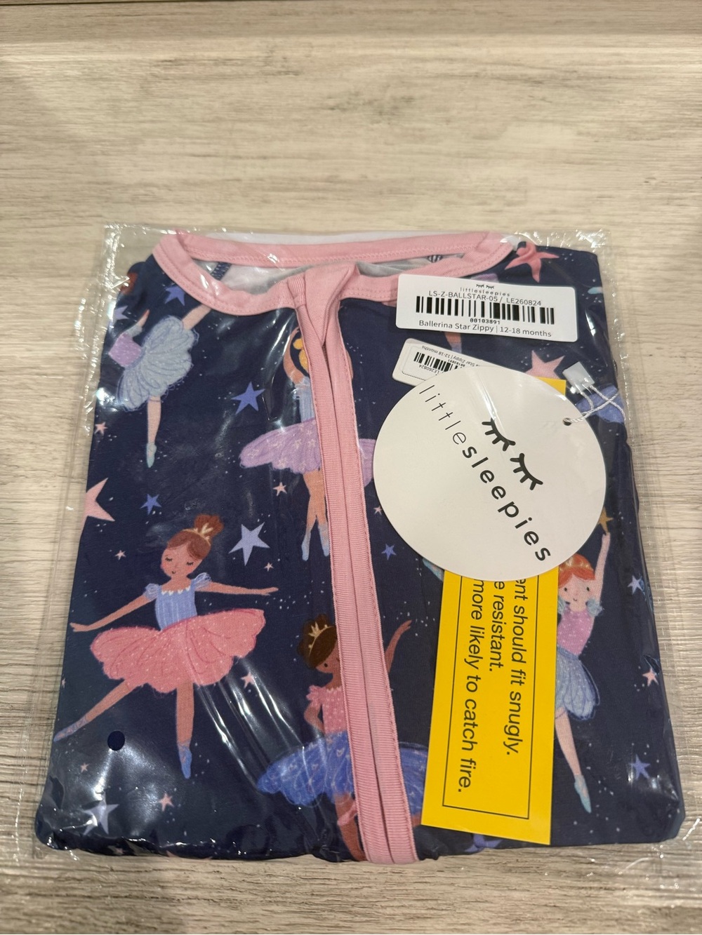 Little Sleepies Navy Ballerina Star Print zippy